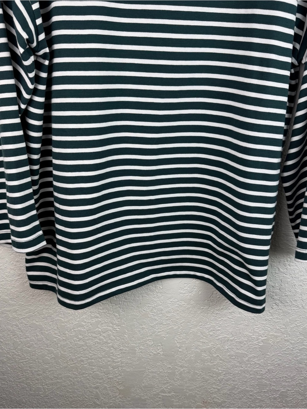 Universal Standard | Green White Striped Boatneck Long-Sleeve Top - Picture 3 of 10